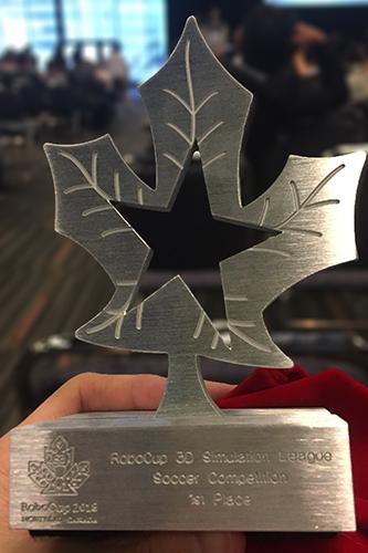 RoboCup 3D Simulation League Soccer Competition 1st Place Trophy, RoboCup 2018 Montreal, Canada