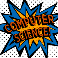 Computer science with Kapow explosion graphic