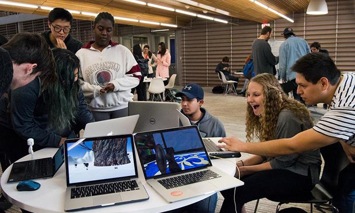 Students showcase their games during Digital Demo Day. Photo by Jennifer Reel.