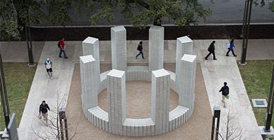 Sol Lewitt Circle with Towers at UT Computer Science Gates Dell Complex