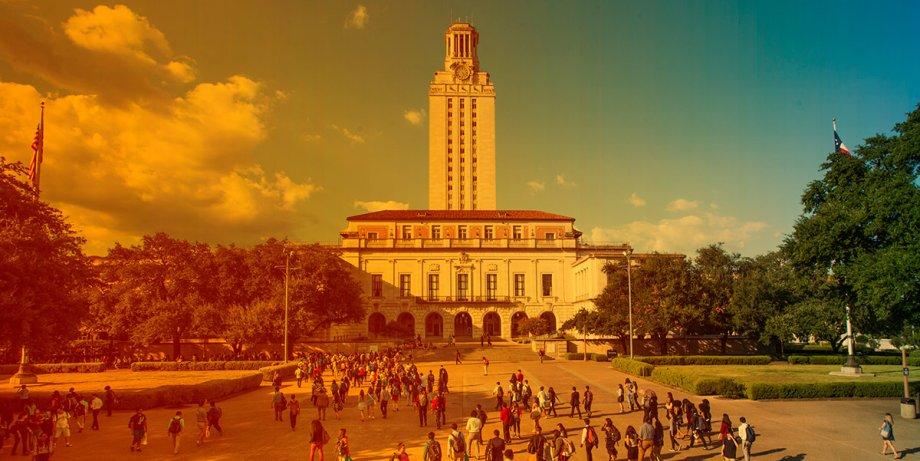 UT Tower and south mall with gradient overlay