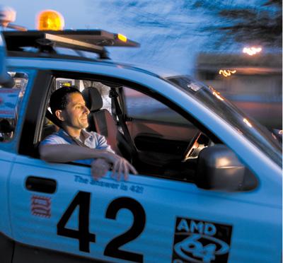 Peter Stone rides in Marvin, the autonomous car designed by he and his students. Photo by Wyatt McSpadden.