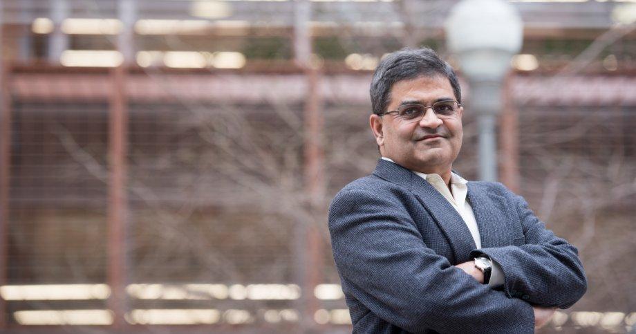 UT Computer Science Professor Keshav Pingali in front of the Gates Dell Complex at The University of Texas at Austin