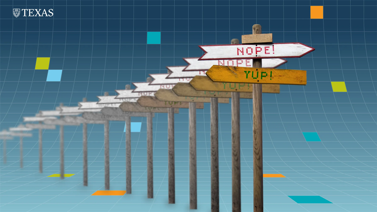 A signpost pointing in two directions, one reads "Nope" the other reads "Yup"