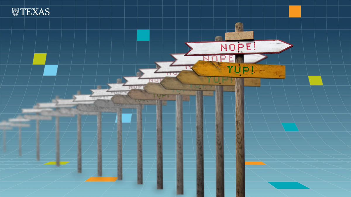 A signpost pointing in two directions, one reads &quot;Nope&quot; the other reads &quot;Yup&quot;