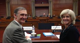 Kathryn McKinley sits with Ed Lazowska (Computing Research Association) on the House Science Committee&#039;s Subcommittee on Research and Science Education.