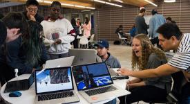 Students showcase their games during Digital Demo Day. Photo by Jennifer Reel.