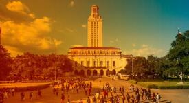 UT Tower and south mall with gradient overlay