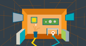 Illustration of a room and all of the items in it as obstacles to navigate around.