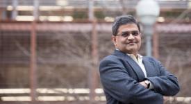 UT Computer Science Professor Keshav Pingali in front of the Gates Dell Complex at The University of Texas at Austin