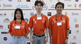 Students on the UTPC team (Left to right) - Ruoshi Dai (’23, M.S.) Jiawei Li (current Ph.D.), and Stanley Wei (’23, Turing Scholar)