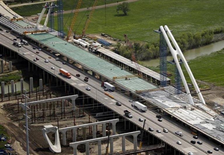 The Horseshoe project and the construction of the Margaret McDermott bridge are taking shape where Interstate 35E crosses the Trinity River.