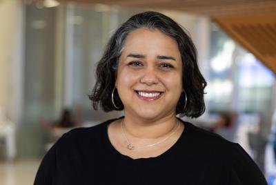 Claudia Trevino wearing a black shirt in an open background