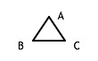 triangle with vertices B, A, C (clockwise, starting at left)