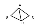 tetrahedron with vertices B, C, D clockwise in horizontal plane and vertex A above