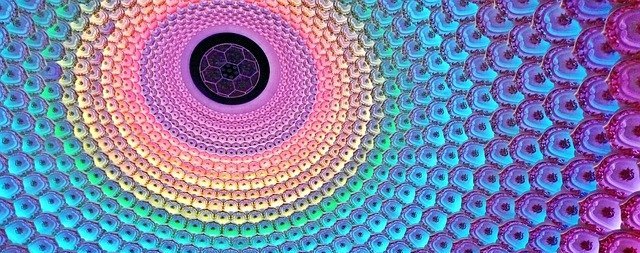 leds in rainbow colors spiral to a cent