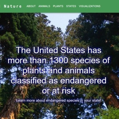 homepage of an online species database